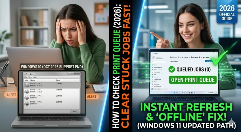 Check current Print jobs in Queue Windows