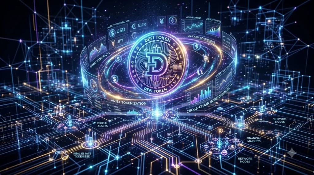 Top 7 Financial Technology Trends (2026): Key Shifts Shaping Fintech 8 Digital token floating over bloc… 202608111330