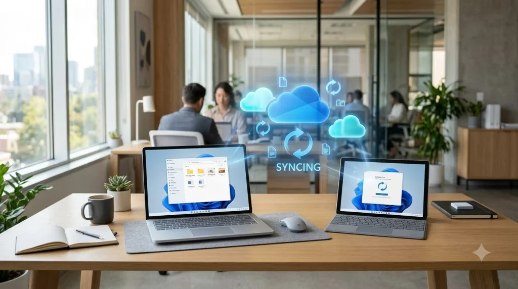 Laptop and tablet with OneDrive 202608202137