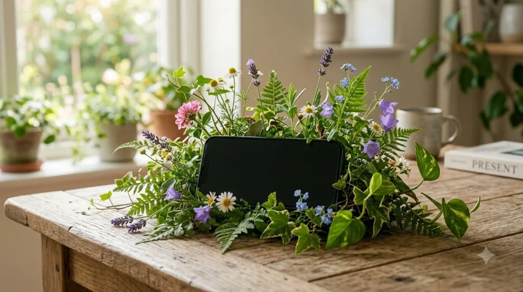Plants growing on smartphone 202608071251