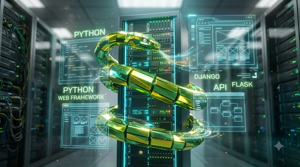 Best Python Web Frameworks (2026): Top 7 Compared & Ranked 1 Snake coiled around server rack 20261007161521